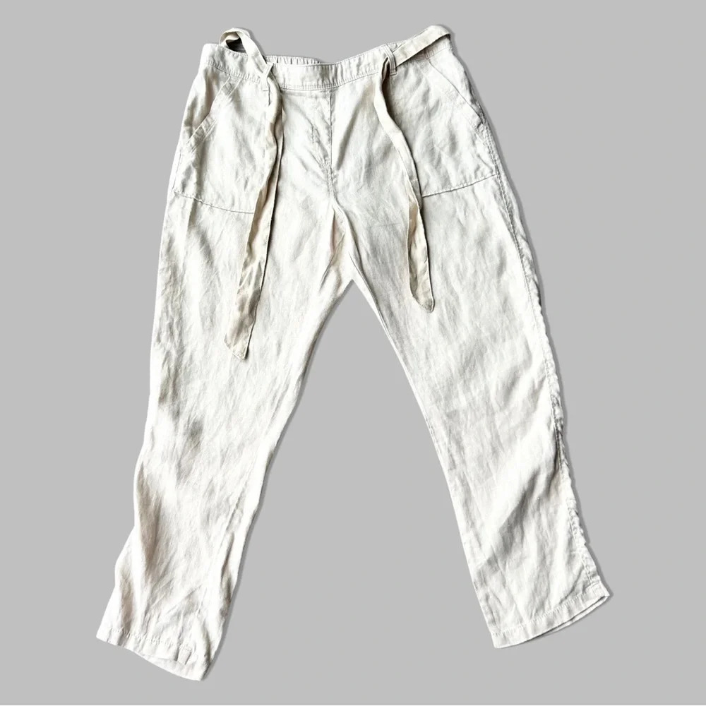 M&S Collection Beige Colour Pure Linen Cargo  Pants